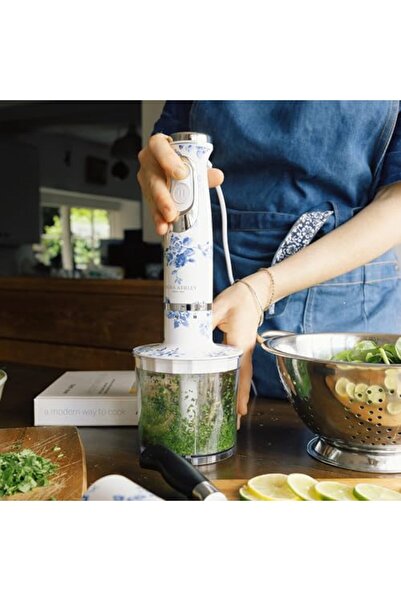 Genel Markalar Mavi Çin Gülü Desenli 4'ü 1 Arada 600W El Blenderi