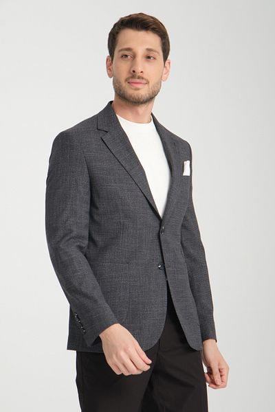 Frappoli Ανδρικό μπλέιζερ με μαύρο σχέδιο Stretchy ύφασμα Slim Fit με τσέπη μισή επένδυση 4 εποχών