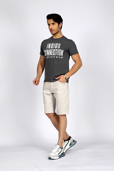 Lee Cooper Kaeith Men's 100% Cotton O Neck T-Shirt Anthracite Melange