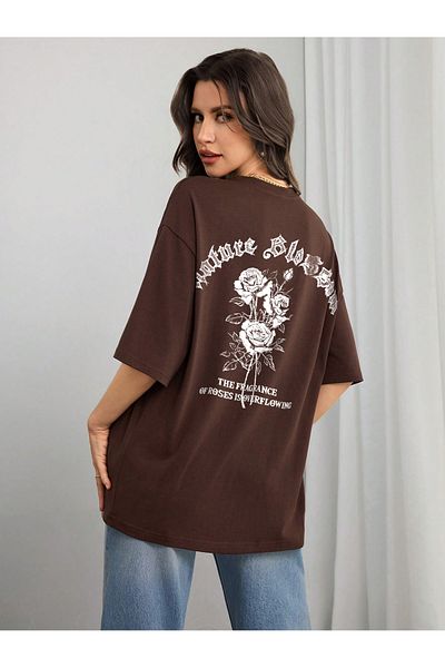 uyguntarz Μπλουζάκι με στάμπα Nature Blossom Unisex Oversize