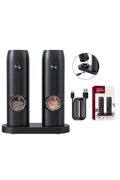 Choice black USB Rechargeable Electric Salt Pepper Grinder With Adjustable Roughness Freshly Ground Pepper