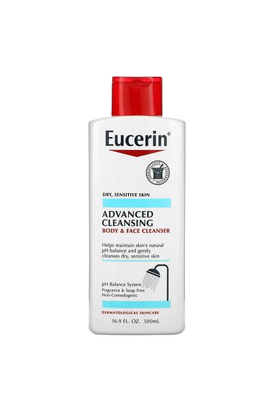 Eucerin Eucerin, Advanced Cleansing, Body and Face Cleanser, Fragrance Free, 16.9 fl oz (500 ml)
