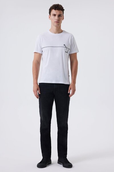 Lee Cooper Earl Men's 100% Cotton O Neck T-Shirt White