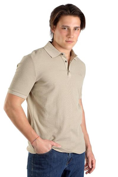 Lee Cooper Tylen Men's 100% Cotton Polo Neck T-Shirt Dark Beige