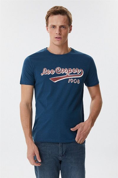 Lee Cooper Ανδρικό μπλουζάκι με λαιμόκοψη 100% βαμβάκι Hardy, μπλε ναυτικό