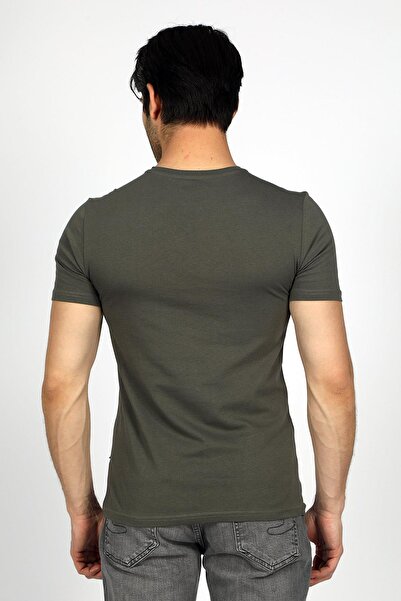 Lee Cooper Ανδρικό μπλουζάκι Nero από 100% βαμβάκι με λαιμόκοψη χακί