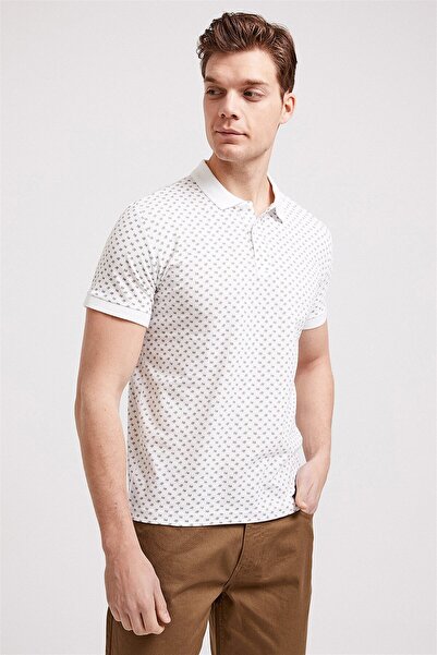 Lee Cooper Ανδρικό μπλουζάκι Nature 100% βαμβάκι με τύπωμα με λαιμόκοψη πόλο λευκό