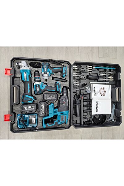 Asur Kimmer Plus Dörtlü Set Şarjlı Tork Şarjlı Hilti Şarjlı Taş Şarjlı Matkap
