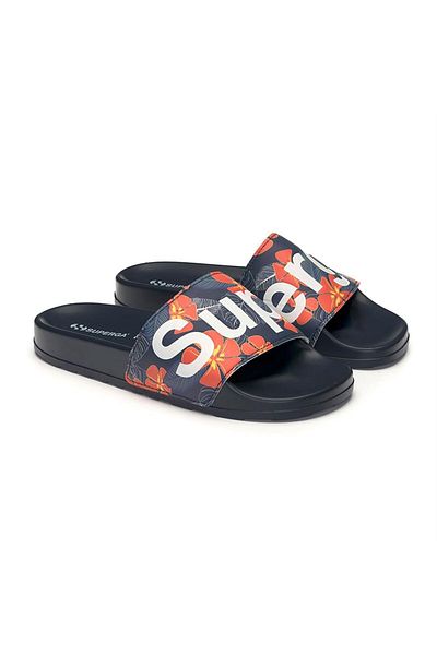 Superga 1908 Hibiscus Print Polysoft Women's Slippers S2134Mw-A27-Sp Blue
