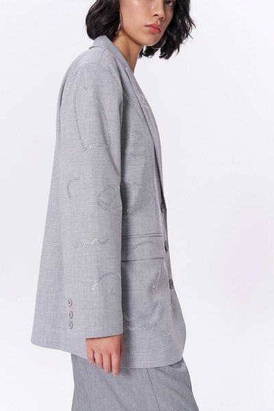 Çnru Stone Detail, Lined, Oversize Blazer Jacket