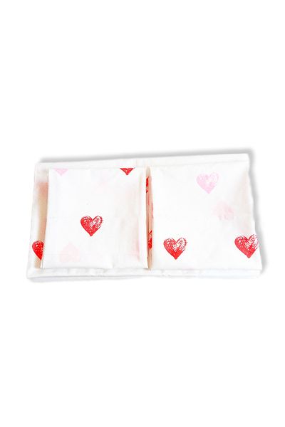 selma tekstil Red Pink Heart Double Bed Sheet Pillow Set
