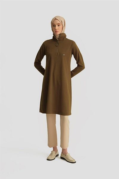 Armine Zipper Detailed Tunic 25Ytd436 Oil Green