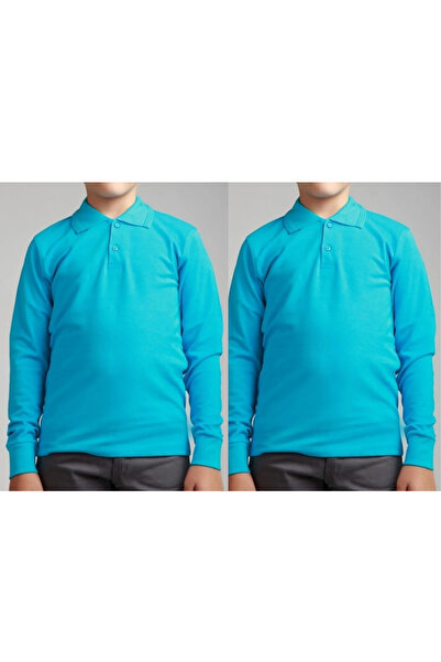 Nacar Unisex Uzun Kollu Polo Yaka Çocuk Okul Tshirt 2 Adet