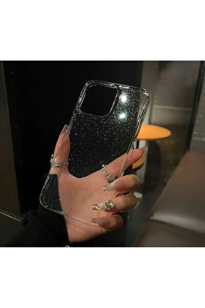 SOLİD CASE İphone 15 Pro  Simli Sert Şeffaf Kapak Kamera Korumalı Ince Ve Mik...
