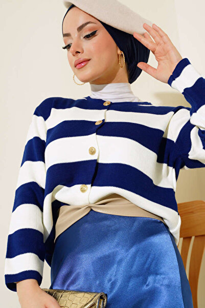 mf venessa Women's Soft Textured Striped Sweater Cardigan