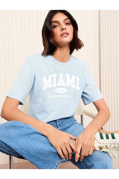 uyguntarz Βαμβακερό μπλουζάκι Miami Printed Oversize