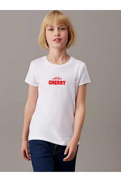 uyguntarz Παιδικό βαμβακερό μπλουζάκι με στάμπα Cherry
