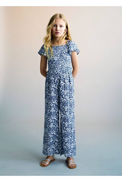 MANGO Kids Logo Patterned Jumpsuit