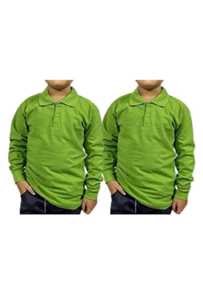 Nacar Unisex Uzun Kollu Polo Yaka Çocuk Okul Tshirt 2 Adet