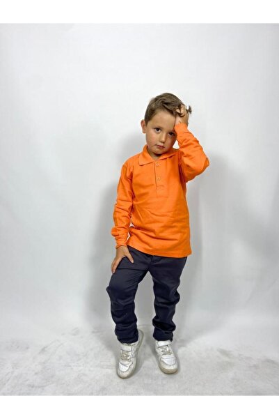 Nacar Uzun Kollu Polo Yaka Okul Tshirt