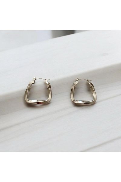 staınless steel Twisted Geometric Steel Silver Earrings