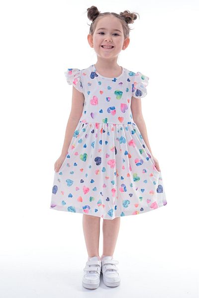 Teymbaby Girl's Colorful Heart Printed Dress