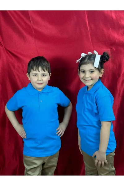 YCN TEKSTİL Μπλουζάκι με κοντό μανίκι και λαιμόκοψη πόλο για κορίτσια και αγόρια