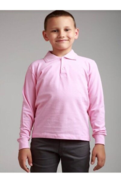 YCN TEKSTİL Σχολικό μπλουζάκι New Season μακρυμάνικο ροζ πόλο λαιμόκοψη