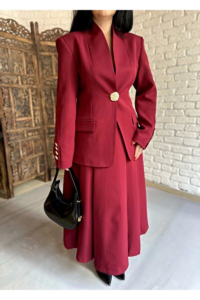 moneta boutique Fusta midi evazată cu pliuri de damă