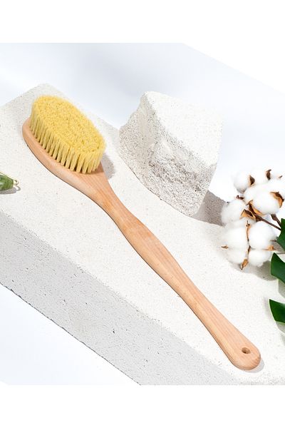 Efsoon Organics Hard Bristled Back Brush Wet and Dry Use Hard Tampico Grass Shower Brush