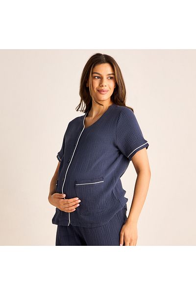 FAV Textured Maternity Top and Elasticated Pyjama Set
