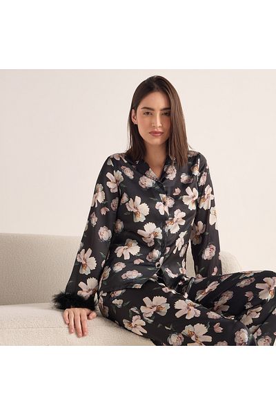 FAV Floral Print Notch Collar Shirt and Pyjama Set