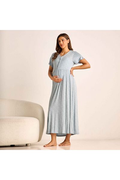 FAV Printed Maternity Sleepshirt with Short Sleeves