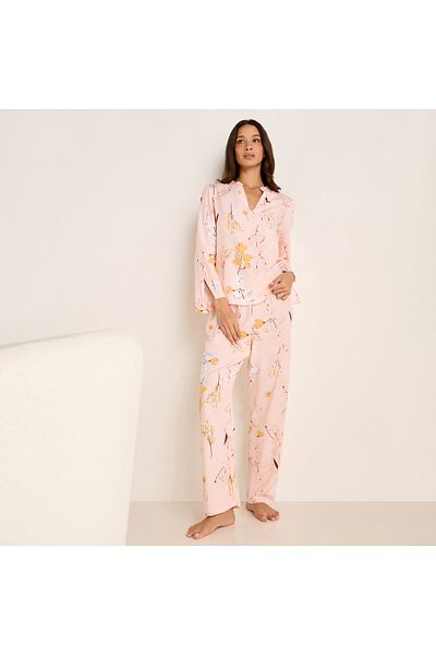 FAV Floral Print Long Sleeves Top and Pyjama Set