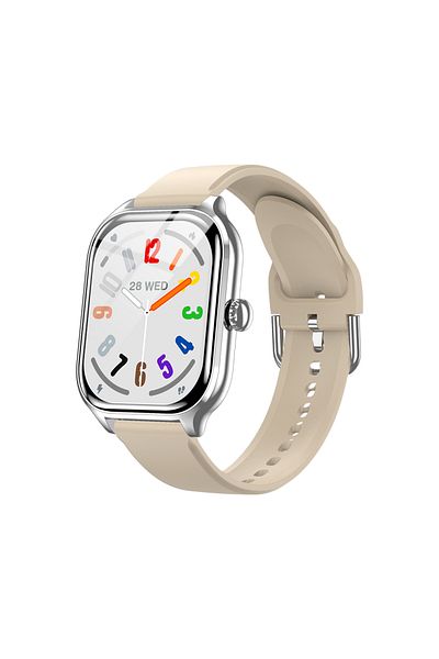 LAXASFIT Silver Khaki LAXASFIT New Smart Watch Bluetooth Voice Call Fitness Tracker Heart Rate Monitor Smart