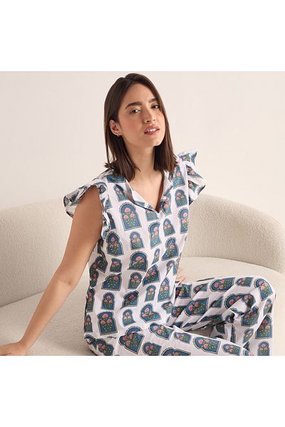 FAV Printed Ruffle Sleeves Top and Pyjama Set