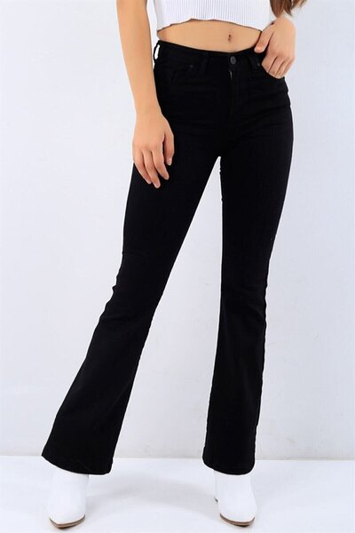 ByCukurovaFrango By-4673 Women's Black Non-Fading Spanish High-Waisted Denim ...