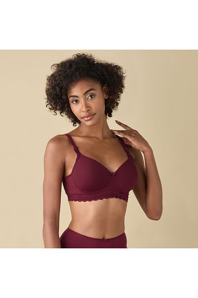 FAV Lace Detail Solid Nursing Bra with Hook and Eye Closure