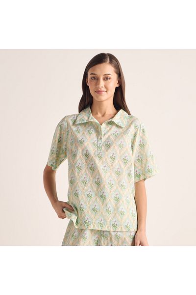 FAV Printed Ruffle Sleeves Top and Pyjama Set