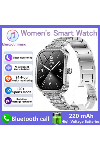 ChiBear Silver steel Belt For Huawei FIT 3 Smartwatch Women Gift 1.75" HD Display Ultra-Slim Design Heart Ra