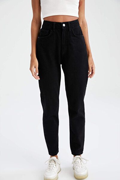 ByCukurovaFrango BY-8893 Blugi negri cu talie înaltă Zero Mom Fit C, pantalon...