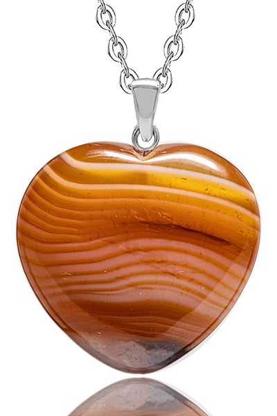 Tesbih Atölyesi A Quality Certified Natural Orange Agate Stone Heart Necklace