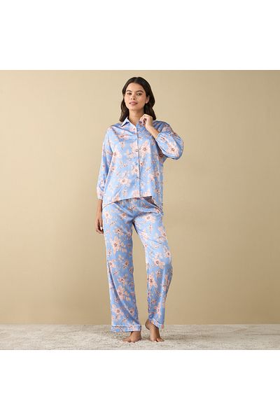 FAV Printed Shirt with Long Sleeves and Pyjama Set
