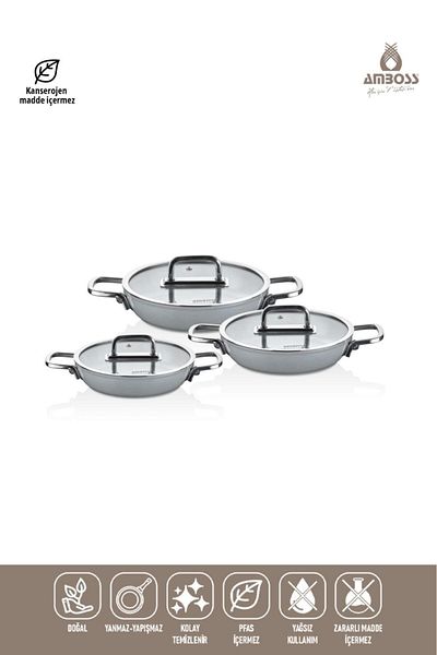 Amboss Gray Sera Nova 6 Piece Ceramic Saucepan Set