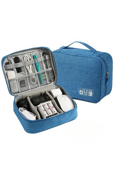 Choice Lake Blue Cable Storage Bag Waterproof Digital Electronic Organizer Portable USB Data Line Charger P