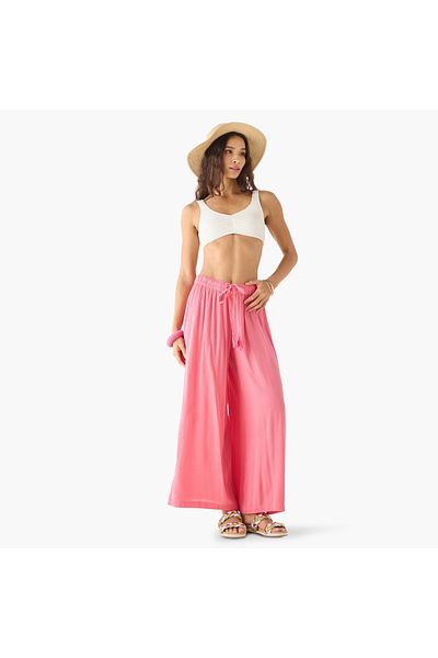 FAV Textured Palazzo Pants with Drawstring Closure