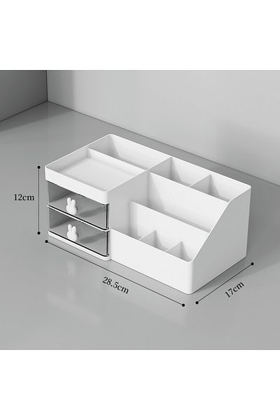 Choice White Desktop Transparent Cosmetics Storage Box Desktop Organizer with Drawers Pen Holder Stationary