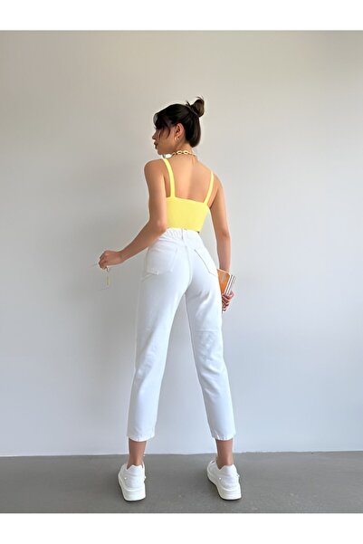 ByCukurovaFrango By-4821 Relaxed Elegance Mom Fit Comfortable Stylish White H...