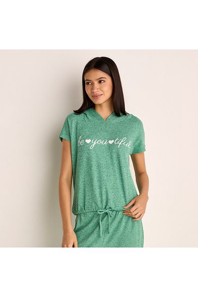 FAV Slogan Print Hooded T-shirt and Elasticated Joggers Set