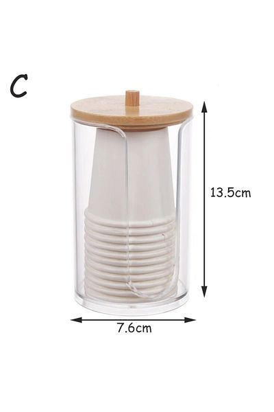 Choice C Acrylic Storage Box Bathroom Jar Makeup Organizer Cotton Round Pad Holder Cotton Swab Box Qtip Ho.
